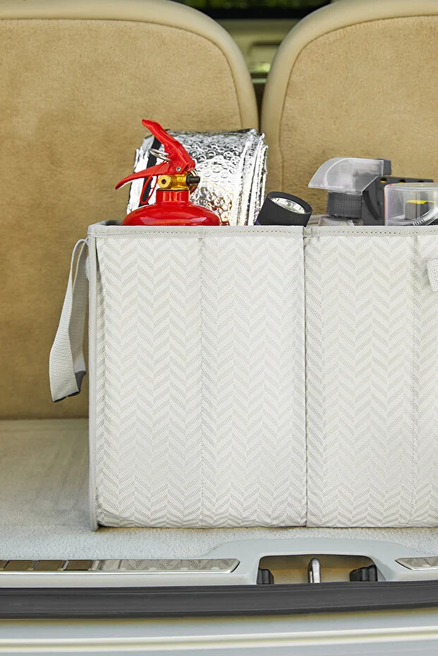 Araç İçi Gri Balıksırtı Bagaj Düzenleyici Araba Çantası Organizeri 31x36x27